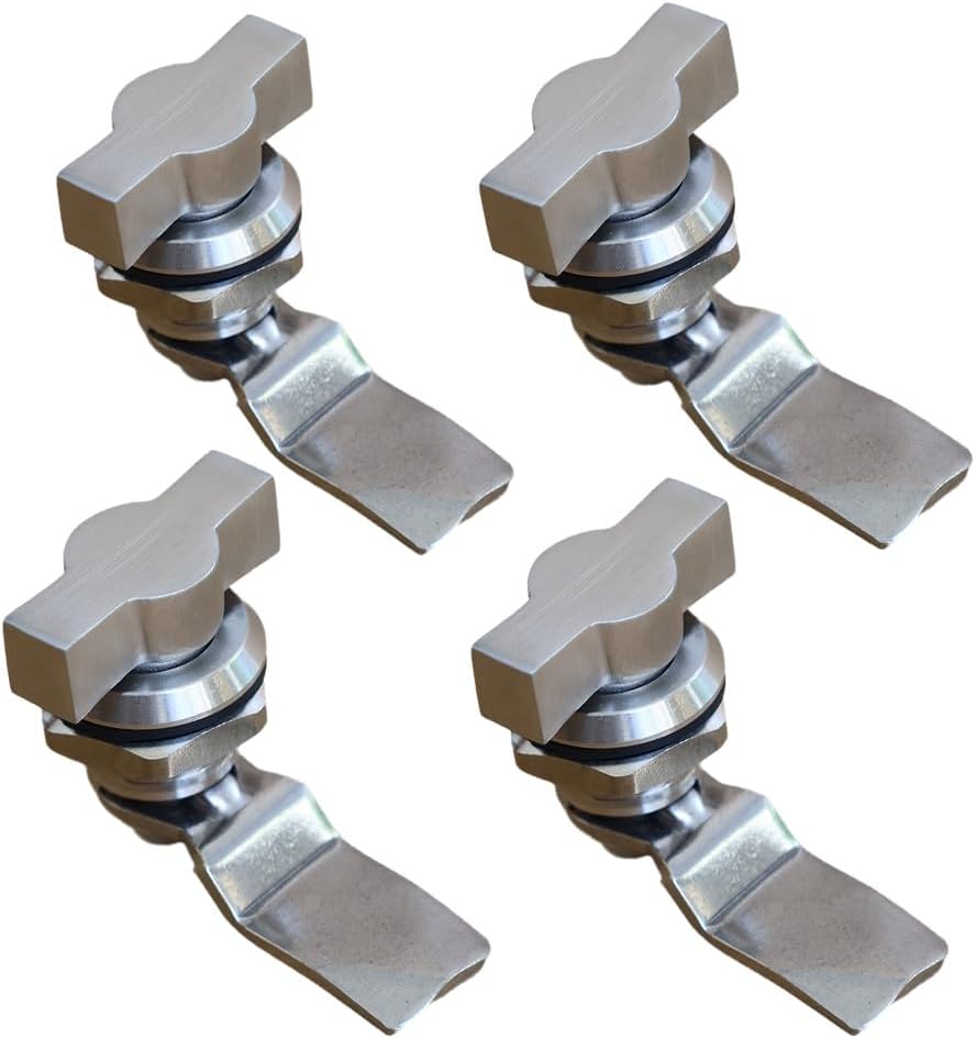 Thumb Operated Offset Cam Lock, Stainless Steel Keyless, Metal Replacement Lock Cylinder for RV Compartment Camper Storage Door Cabinet Mailbox Drawer Latch (4pcs)