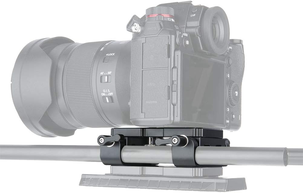 NICEYRIG Tripod Mounting Plate with 15mm Rod Clamp Railblock for Rod Support/DSLR Rig Cage