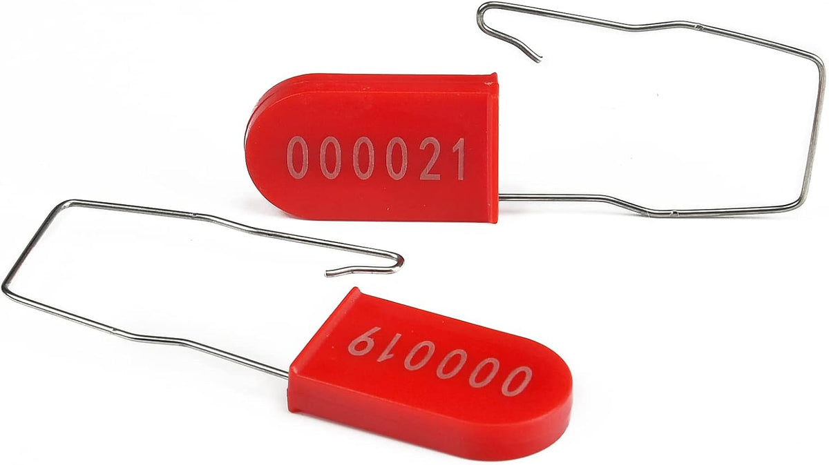 1000PCS Plastic Padlock Security Seals Metal Wire Padlocks Electric Meter Seal Disposable Anti-Tamper Lock Numbered Anti Tamper Tag Hasps Red