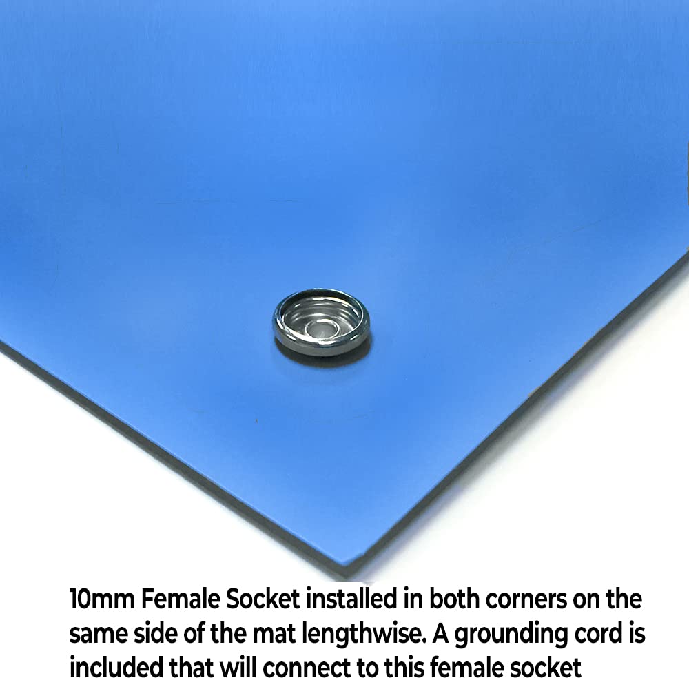 RubberStat Dual Layer ESD Compliant Workstation Rubber Table Mat Kit, Soldering, Cell Phone Repair, with Wrist Strap Set and Ground Cord - 48"x48" Royal Blue