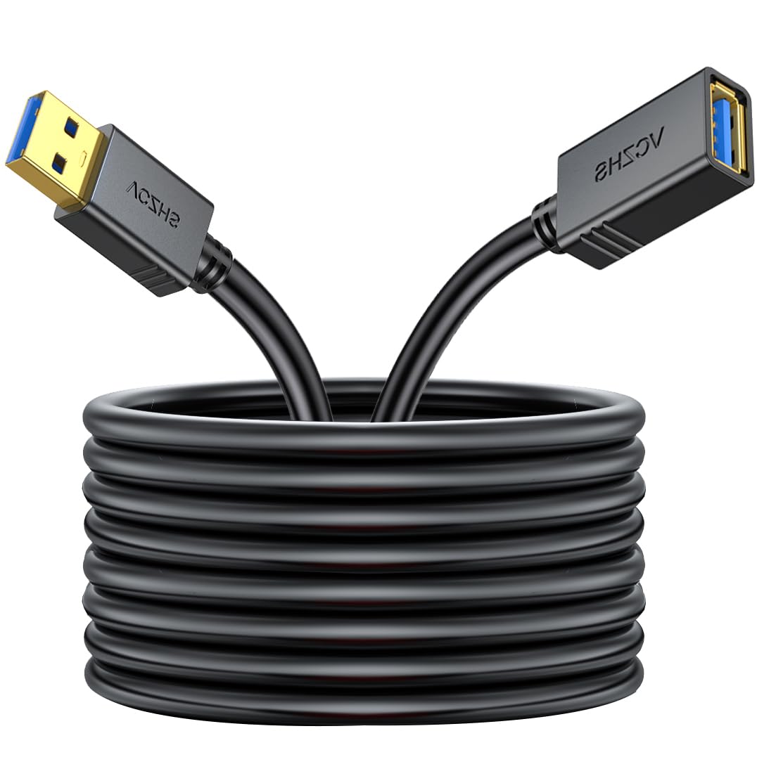 VCZHS Tech USB Extension Cable 20ft - High Speed USB 3.0 Extender Male to Female Cord, Durable & Flexible for Mouse, Keyboard, Printer, Flash Drive, Webcam, and More