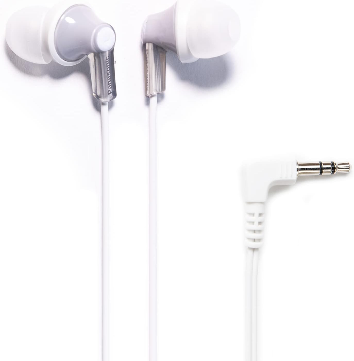 Panasonic ErgoFit Wired Earbuds, 3.5mm Jack In-Ear Headphones Wired with Dynamic Crystal-Clear Sound and Soft Ergonomic Custom-Fit Earpieces (S/M/L), for Phones and Laptops - RP-HJE120-S (Silver)