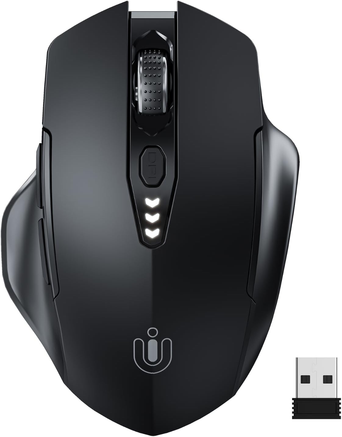 Wireless Mouse,Upgraded 2.4GHz Rechargeable (Battery Level Visible) Ergonomic Computer Mouse,4 Levels DPI, Wireless Mice for Laptop Computer(Matte Black)