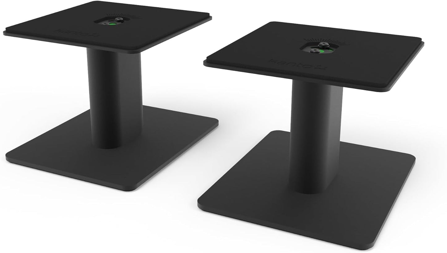 Kanto SP6HD Desktop Speaker Stands for Medium/Large Bookshelf Speakers & Mid-Size/Full-Size 4”-7” Studio Monitors | 6" Tall | Black | Pair