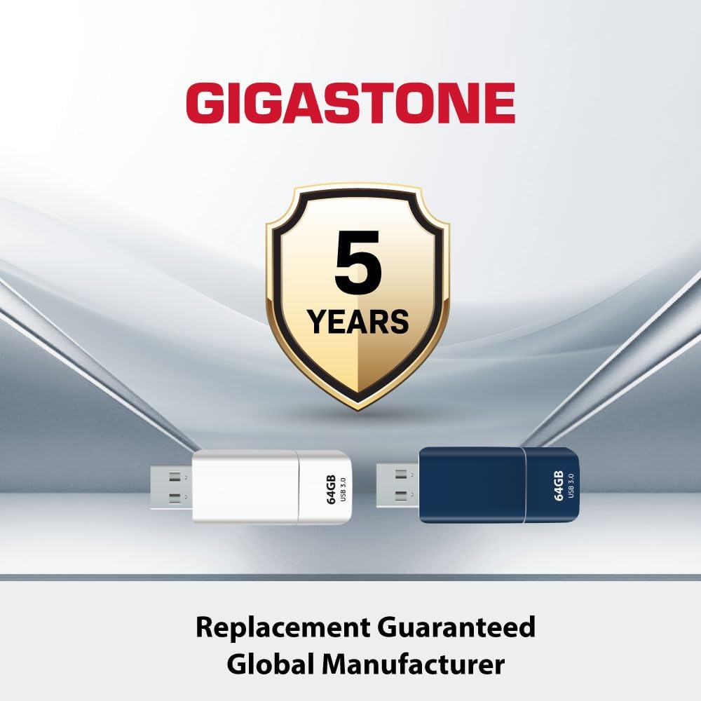 GIGASTONE 64GB Flash Drive (4 Pack) Z60NB USB 3.2 Gen 1, Ultra Fast, Retractable Capless Slider Design, Data Storage, Backup for PC/Mac/TV/Car Audio, USB 2.0/3.0/3.1 Compatible (Random Color)