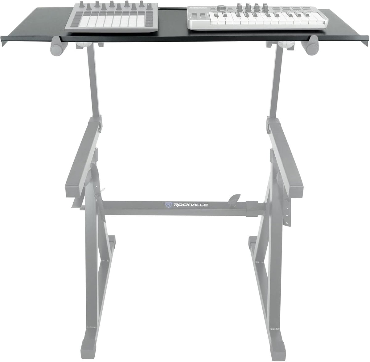 Rockville Z-SHELF Universal Shelf for Z-Stand and X-Stand, 35.4x13.78in Steel Platform, Foam-Padded Edge, Lightweight 7.3 lbs, for Musicians and DJs