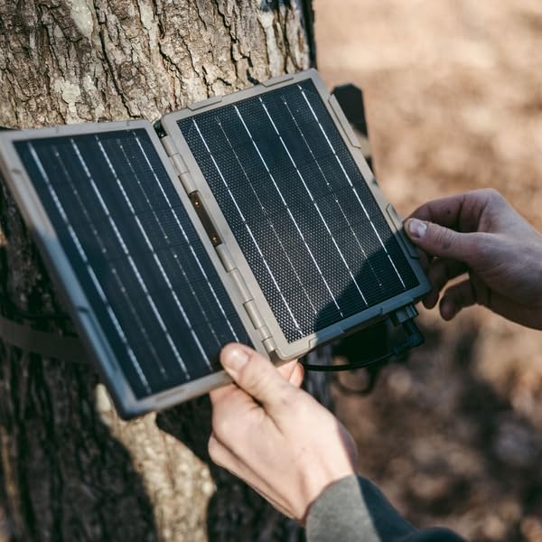 Tactacam Reveal Folding Solar Panel – 7.2W Output, Built-in Lithium Battery, Powers Trail Cameras, Compatible with Reveal & Defend Cams, Portable Design, 12V/2A Output