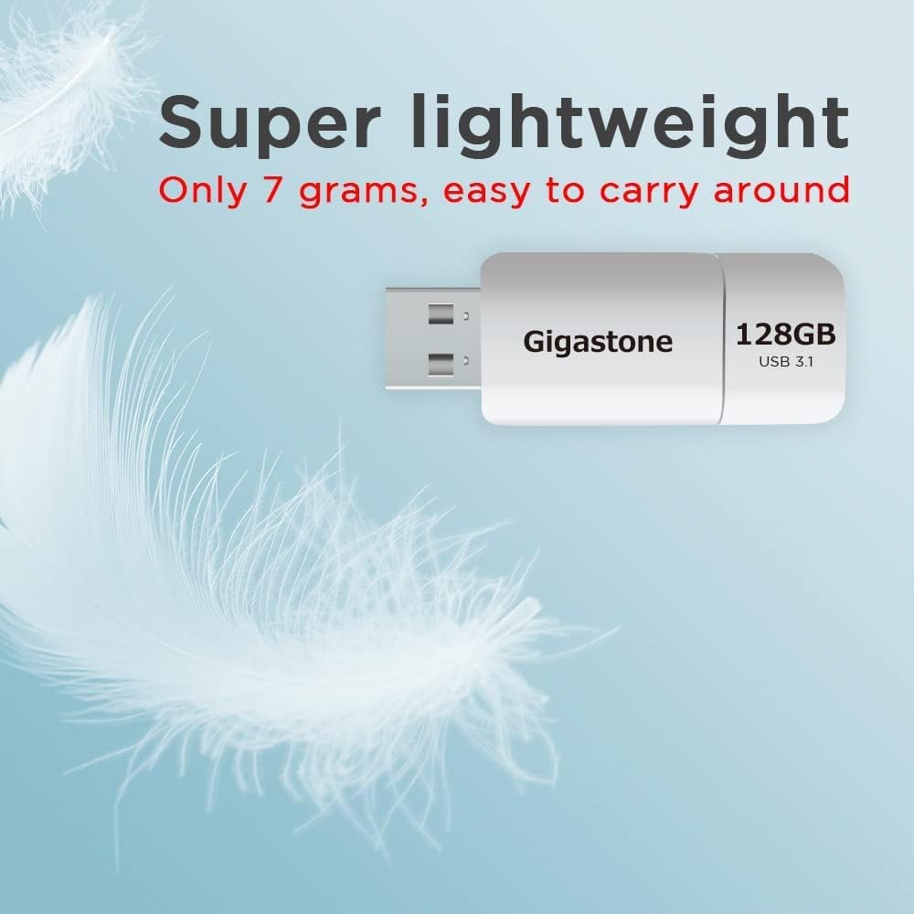 GIGASTONE 128GB Flash Drive (10 Pack) Z60 USB 3.2 Gen 1, 120MB/s Ultra Fast, Retractable Capless Slider Design, Data Storage, Backup for PC/Mac/TV/Car Audio, USB 2.0/3.0/3.1 Compatible