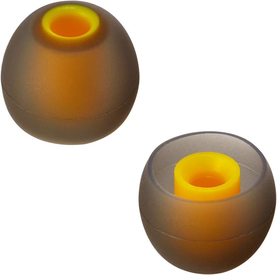 Earbud Tips Soft Silicone Earbuds Replacement Tips Fit for in-Ear Headphones(Inner Hole from 3.8mm - 4.2mm Earphones) 9 Pairs S/M/L,Gray/Yellow