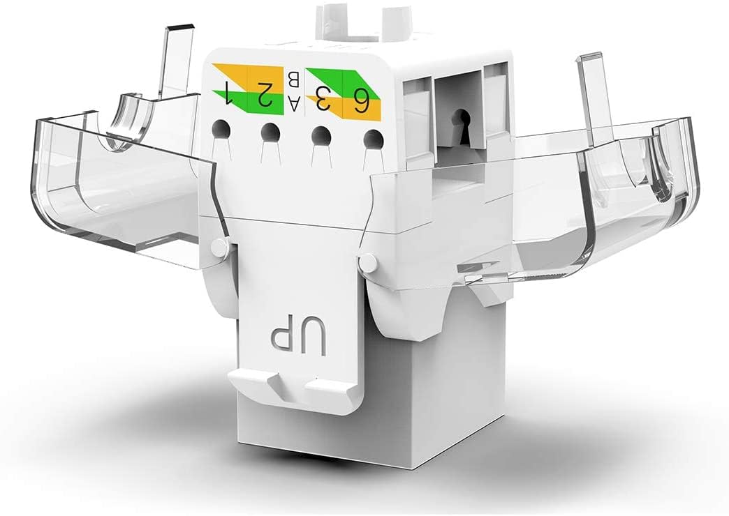 AMPCOM CAT6 Keystone Jack Tool-Less RJ45 UTP, No Punch-Down Tool Required Module Coupler 12-Pack White