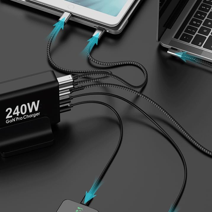 240W USB C Charger, GaN Tech 5-Ports PD 100W PPS45W QC3.0 30W Super Fast Charging Station for MacBook Pro iPad iPhone 15 14 Samsung S23 S22 Pixel and More