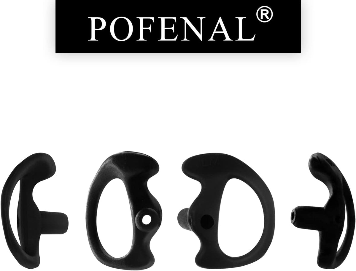 Silicone Replacement Earmold for Motorola/Baofeng/Retavis Radios - Police Walkie Talkie & Law Enforcement Soft Earpiece Inserts (8 Pair, Black - 2L/4M/2S)