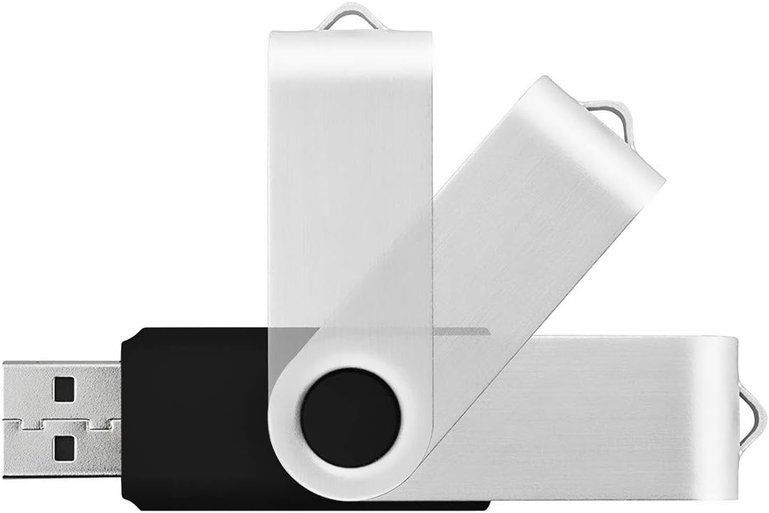 Aiibe 32GB USB Flash Drives Thumb Drive 10 Pack Bulk 32 GB Flash Drive USB 2.0 Memory Sticks Swivel Jump Zip Drives (32GB, 10 Pack, Black)