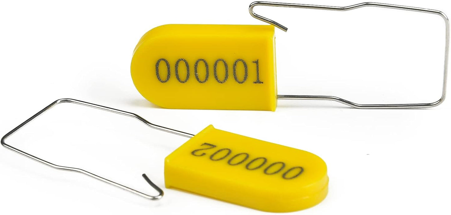 1000PCS Plastic Padlock Security Seals Metal Wire Padlocks Electric Meter Seal Disposable Anti-Tamper Lock Numbered Anti Tamper Tag Hasps Yellow
