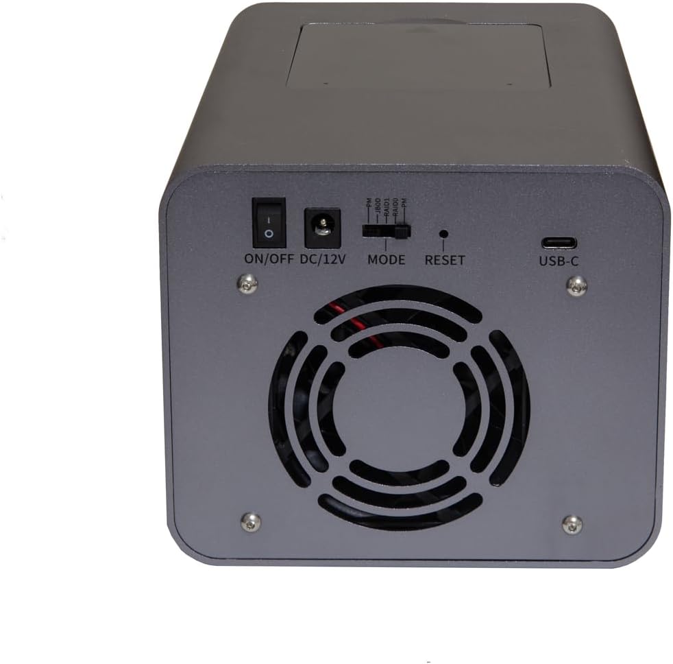 USB 3.2 (10Gbps) Type-C 2 Bay 2.5 Inch and 3.5 Inch SATA Hard Drive + 2 Bay M.2 NMVe Combo External Hard Drive Enclosure