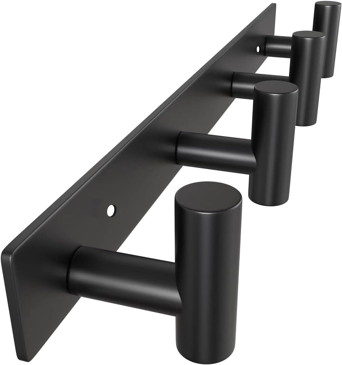 VAEHOLD Hat and Coat Wall Mount Rack - 4 Hooks for Robes, Bags, Keys, and Towels - Bathroom Towel Hanger Organizer -Black
