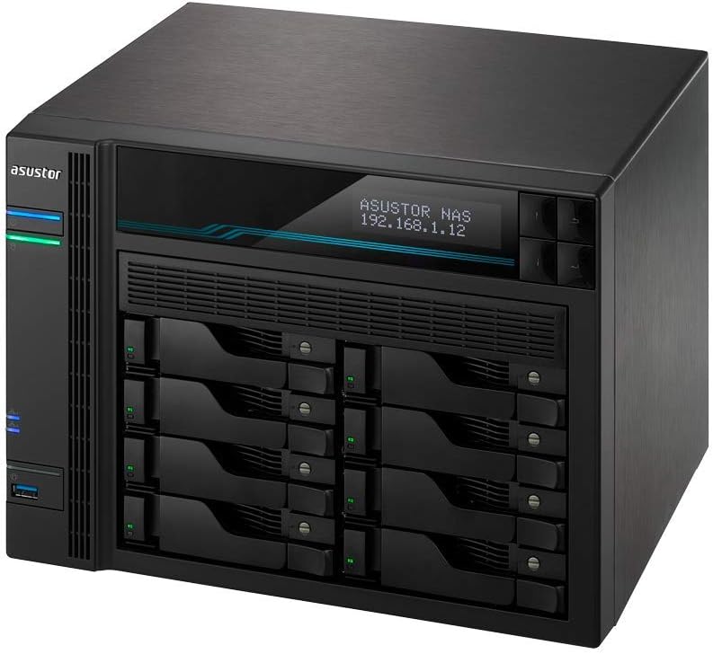 Asustor Lockerstor 8 AS6508T 8 Bay NAS - Network Storage Enclosure, Quad Core 2.1GHz CPU, 8GB RAM DDR4, M.2 NVMe SSD
