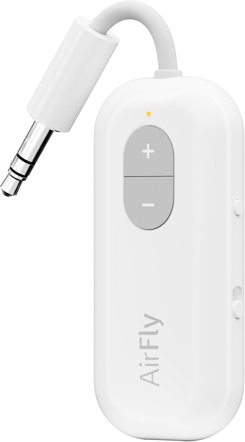 Twelve South AirFly SE | Bluetooth Wireless Audio Transmitter Adapter for AirPods/Headphones, 20+ Hr Battery, Works with 3.5mm aux Jacks on Airplanes, TVs, Gym Equipment, and Travel