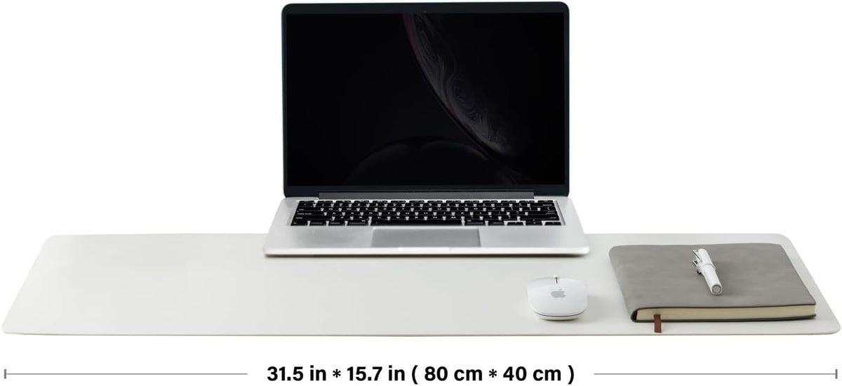 Cork Desk Mat - Dual-Sided Desk Pad for Office and Home - Desk Organization and Accessories - Ideal for Large Mouse Pad and Desk Mats on Top of Desks(White,80cmx 40cm)