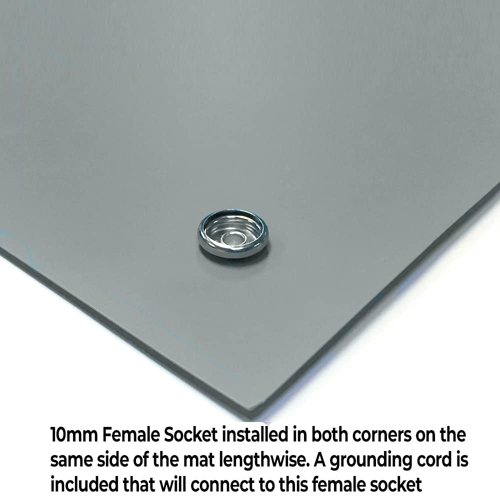 RubberStat Dual Layer ESD Compliant Workstation Rubber Table Mat Kit, Soldering, Cell Phone Repair, with Wrist Strap Set and Ground Cord - 48"x60" Grey