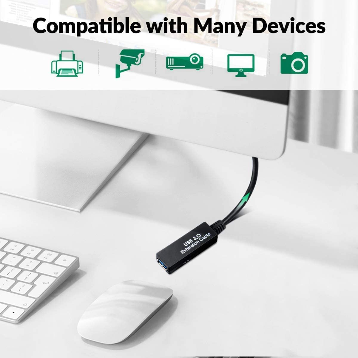 25Feet Active USB 3.0 extension cable,USB 3.0 Extension Cord A-Male A-Female,With Expansion Chipset Signal Boosters, Compatible With Oculus Quest 3,VR, Xbox, PS4, Webcam,etc.