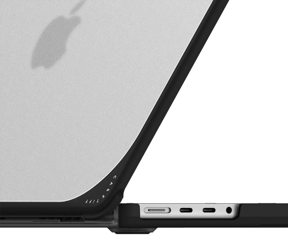 CASETiFY Bounce MacBook Pro 16-inch (M3/M4) Case [Enhanced Protective Corner Design/Ventilation Cutouts/Anti-Slip Grip] - Groovy Clear - Clear Black