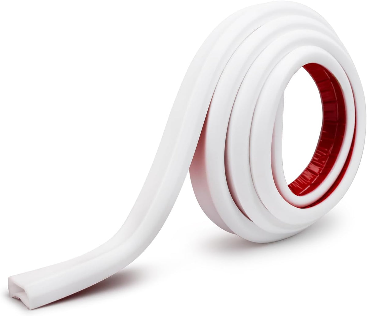 Rubber Bond TV Cord Hider Cable Protector - Strong Self Adhesive Wall Cord Cover Cable Hider - Low Profile Cable Management Wall Cord Concealer Cable Raceway (White, 10 Feet)