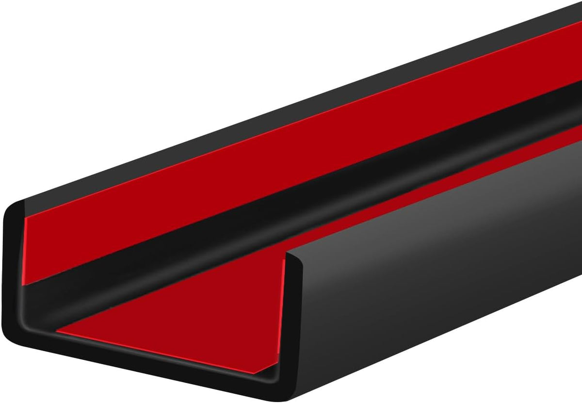 Rubber Edge Trim, 1-3/4 inch Wide U Channel Edge Trim, Big Size U Shaped Trim, Self Adhesive Edge Banding for Plywood, Woods, Doors, Shelf, Cabinet, Countertop, Length 20Ft, Black Gloss Finish