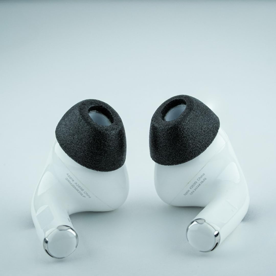 Comply TrueGrip MAX | Premium Memory Foam Replacement Earbud Tips for Apple AirPods Pro 1 & 2 | Long Lasting Comfort, Extreme Durability, Secure Fit, Superior Noise Isolation| Black (Medium) (3 Pairs)