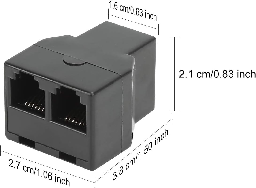 Uvital RJ12 6P6C 3 Female Telephone Line Splitters, Phone Jack Splitter, Telephone Landline Cable Connector and Separator(Black, 50 Pack)