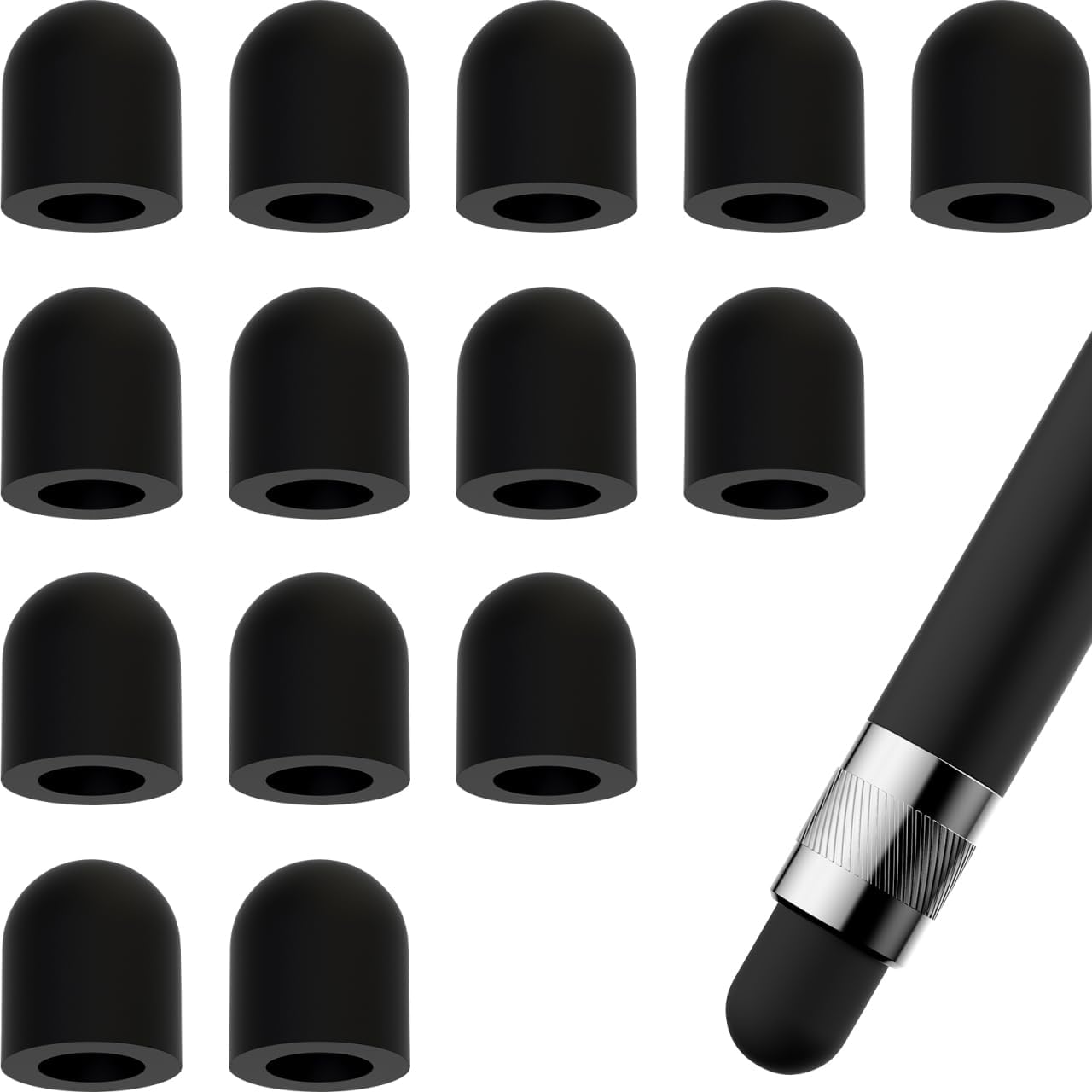 Stylus Pen Tips Rubber: Soft, No Scratches,Universal Stylus Ends for Touch Screen - 15pcs, Outer Diameter 6mm, Inner Diameter 3.6mm