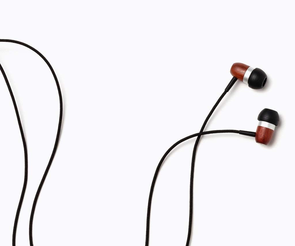 Symphonized Premium Wooden Earphones Wired (3.5mm Jack) Deep Bass Sound, 3D Sound, Microphone Volume Control, 90% Noise Cancelling for Type C Devices. Earphones for Android