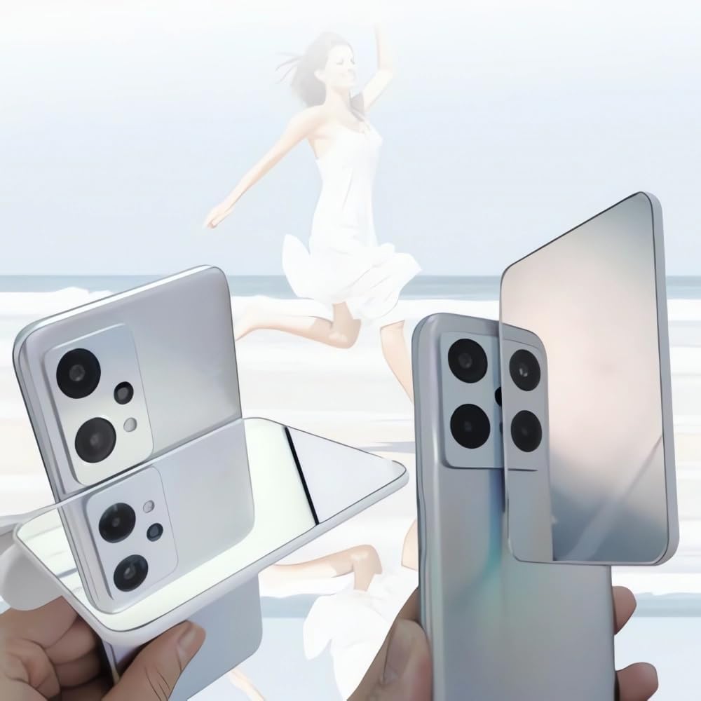 2024 Smartphone Camera Mirror Reflection Clip Kit -【New Version】 Smartphone Selfie Reflector, Adjustable Mobile Phone Reflection Camera Clip, Mirror Reflection Phone Clip for All Phones (2PCS-White)