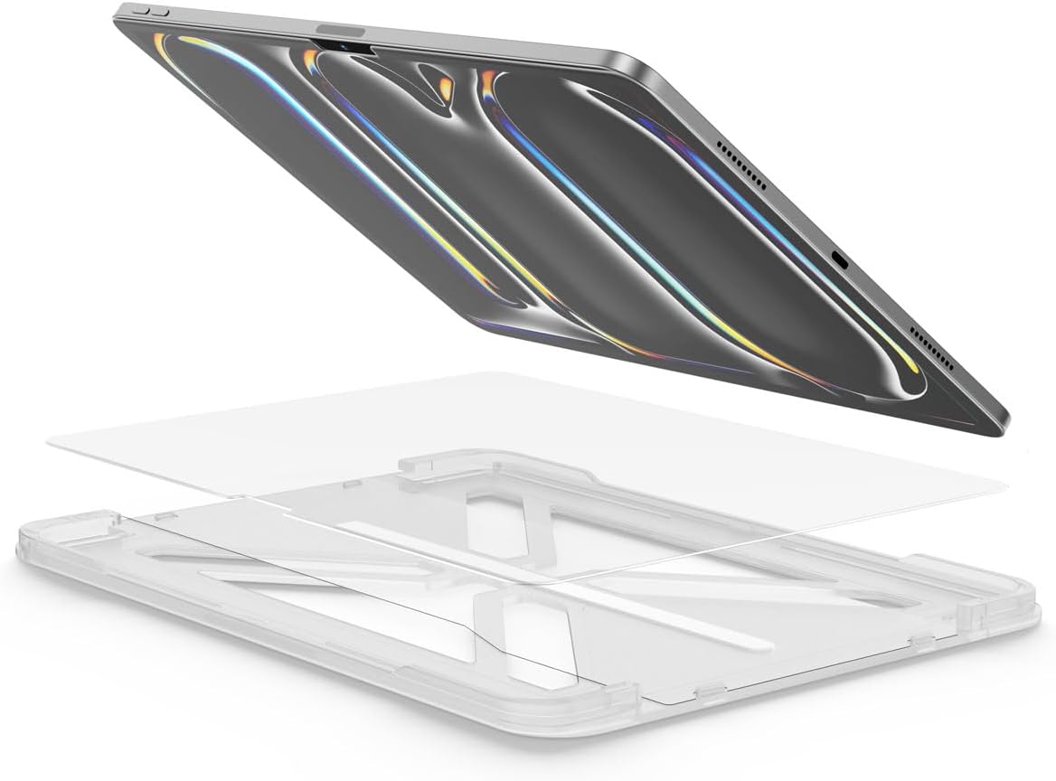 FLOLAB ONETIME NanoArmour Anti-Glare Screen Protector for iPad Pro 13 Inch M4 2024 Anti-Fingerprint Tempered Glass, TruColor, Matte, Easy Install, Bubble Free, Dust Free, Smooth as Butter, Durable