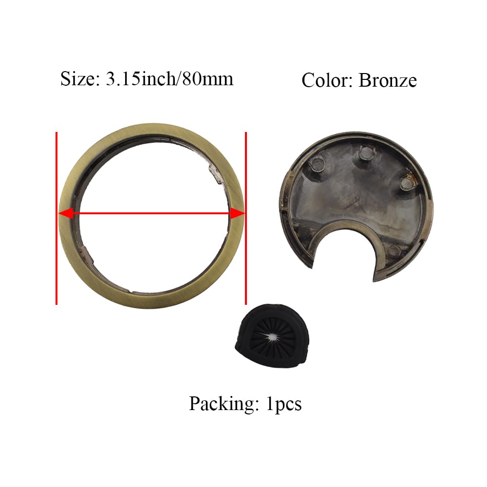 HAHIYO 1Pcs 3.15Inch/80mm Bronze Zinc Alloy Desk Grommet Wire Grommet Cable Management Cord Hole Cover Desk Wire Hole Insert Wire Organizer for Computer Office Home School Equipment Systems