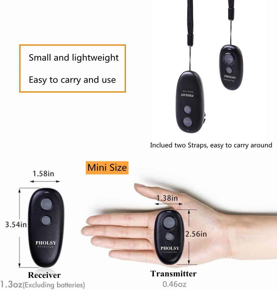 PHOLSY Wireless Shutter Camera Remote Release Control for Panasonic S5, S1H, S1R, S1M, S1, G95, G91, G90, G9, FZ1000 II, G80, G81, G85, GH5, GH6, G95, G7, GH7, GX8, G6, G5