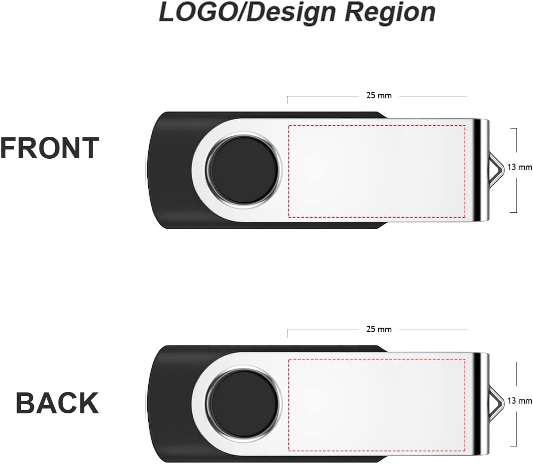 Personalized Flash Drives 256MB, Wooolken Customizable USB 2.0 Thumb Drives 10/20/50/100 Pack, Logo Memory Stick Custom Flash Drive Engraved Logo (Mixcolors)
