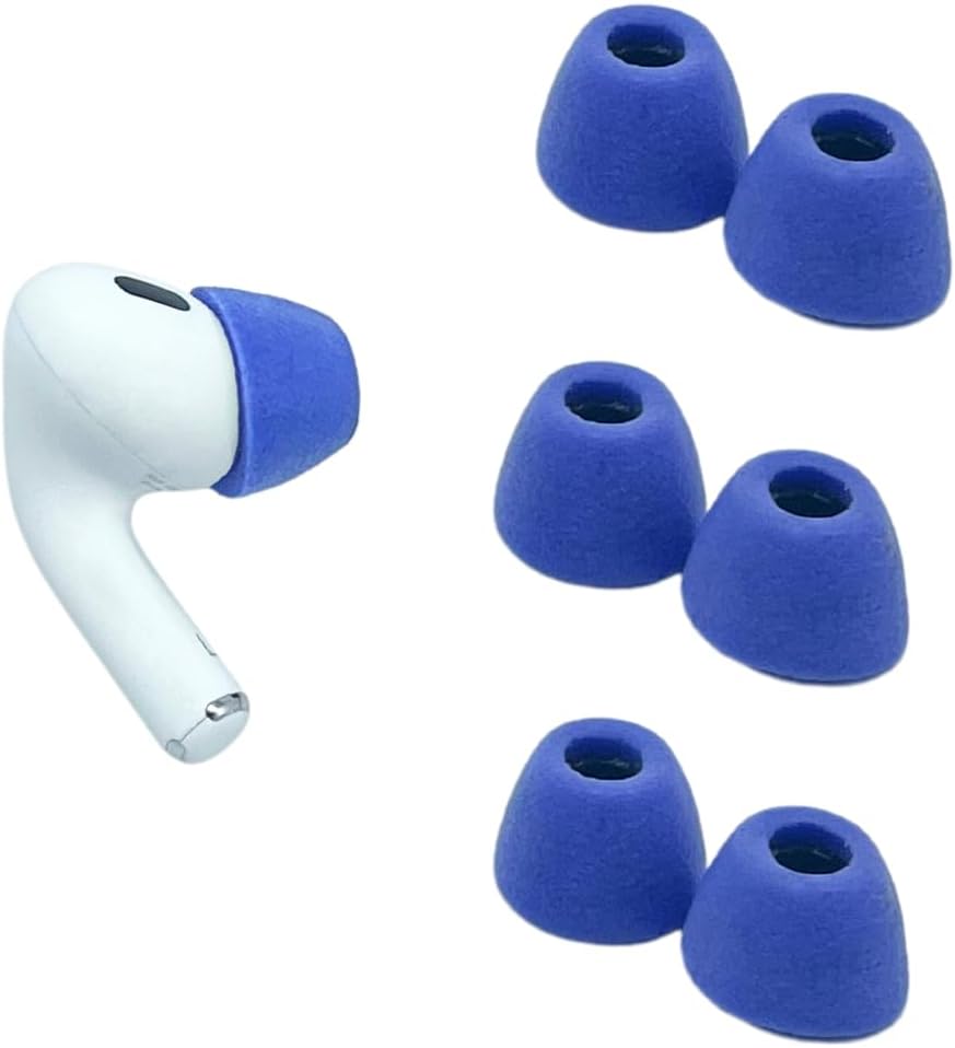 Comply Memory Foam Replacement Earbud Tips for Apple AirPods Pro 1 & 2 | Ultimate Comfort, Secure Fit, Superior Noise Isolation | Anti Slip, Prevent from Falling Out | Blue, Medium (3 Pairs)