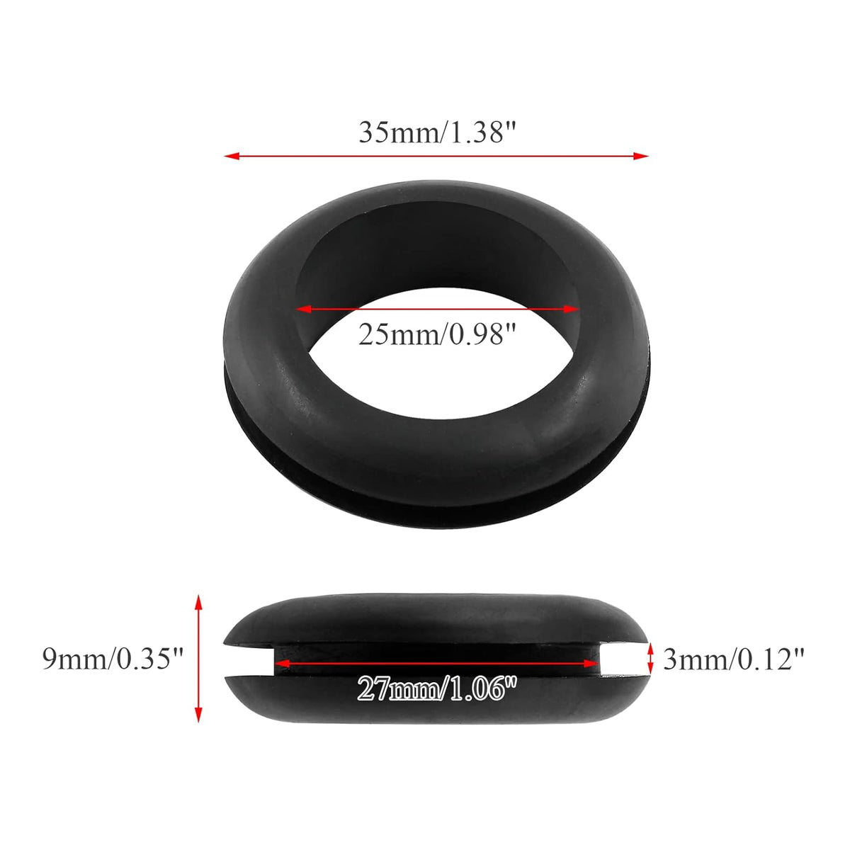 12 Pcs Rubber Grommets, 0.98" Inside Diameter 1" Drill Hole Rubber Wire Grommets O Ring Grommets for Wire, Firewall, Cables, Plugs, Automotive
