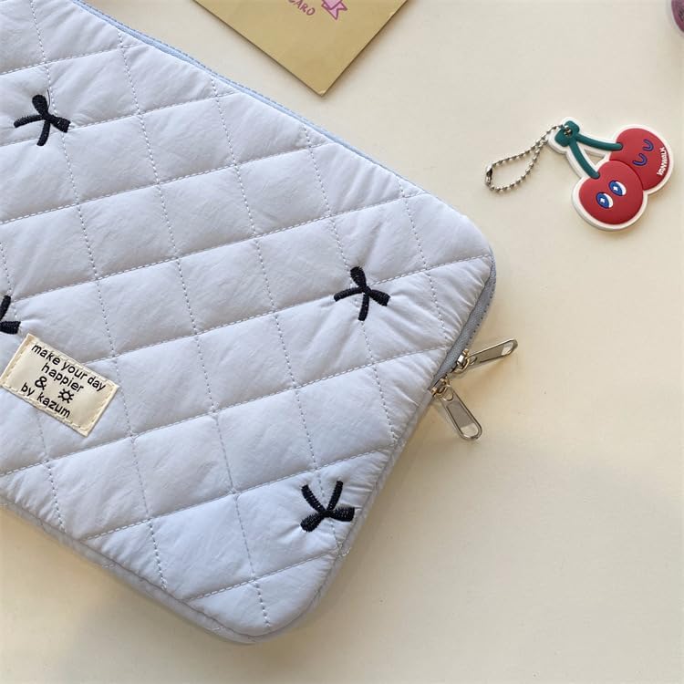 Cute Bow Graphic Carrying Laptop Bag Y2K Preppy Laptop Sleeve Case Bag Kawaii Pad Computer Protect Case Pouch (13-14 inch,Blue)