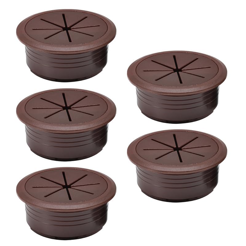 5 Pcs Desk Grommet 2" / 50 mm, Desk Hole Cover for Cables Coffee, Cable Grommet ABS Plastic, Desk Hole Grommet for Home & Office Pc, Detachable Cable Cord Organizer