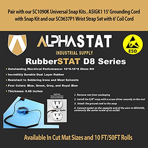 RubberStat Dual Layer ESD Workstation Rubber, Soldering, Cell Phone Repair - 48"x50' Blue