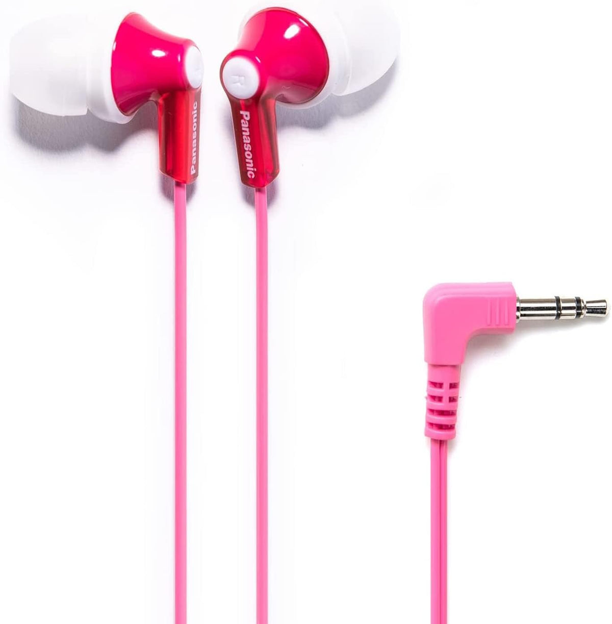 Panasonic ErgoFit Wired Earbuds, 3.5mm Jack In-Ear Headphones Wired with Dynamic Crystal-Clear Sound and Ultra Soft Ergonomic Custom-Fit Earpieces (S/M/L), for Phones and Laptops - RP-HJE120-P (Pink)
