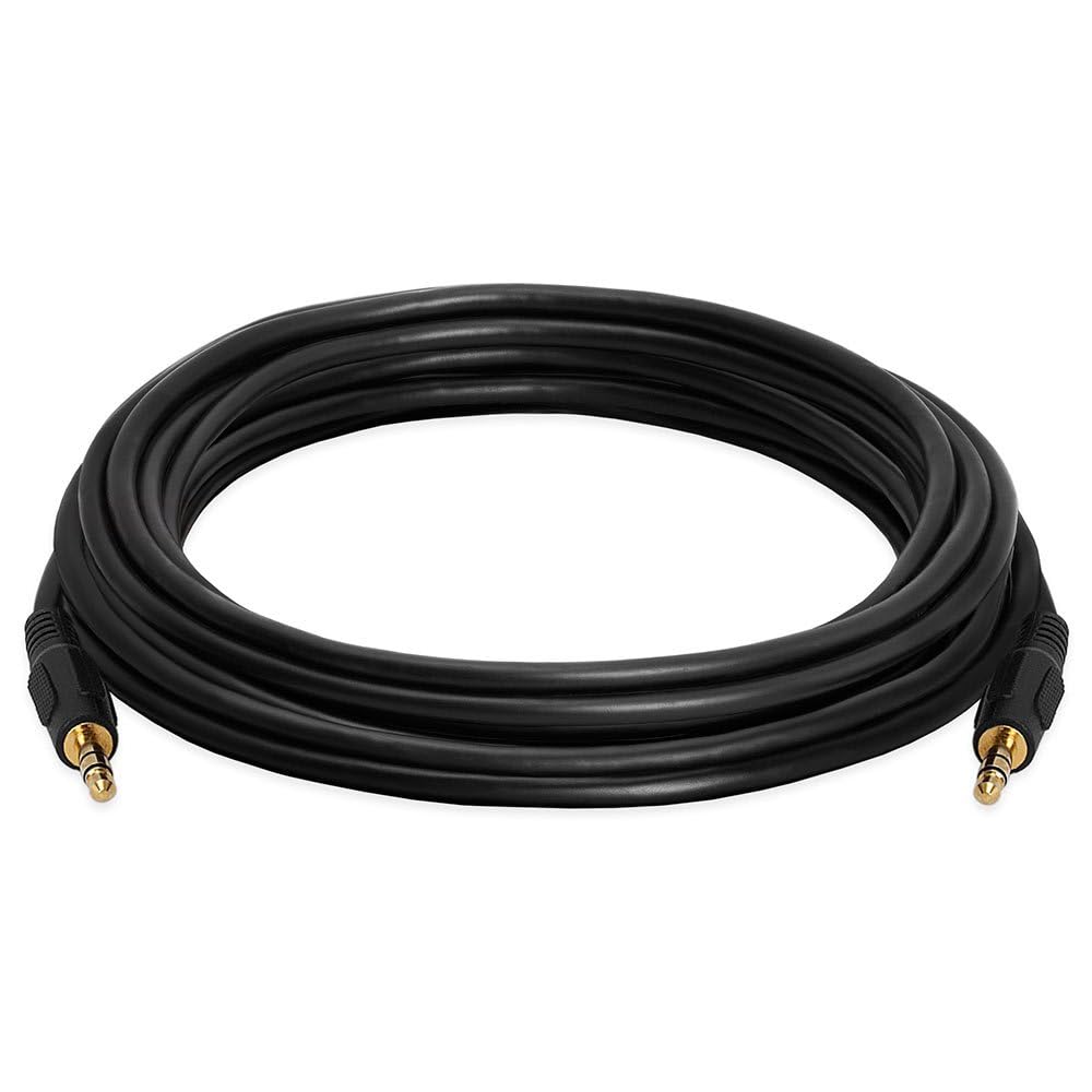 Cmple - 12 ft 3.5mm Aux Audio Cable, Male to Male, Black, Compatible with Car, Phone, Headphones, PC, TV