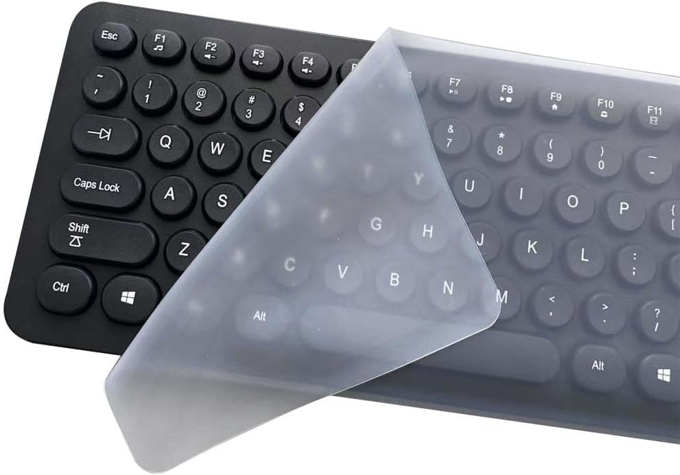 Ultra Thin Desktop PC Silicone Clear Keyboard Cover Skin Protector for 104/107 Keys Standard Desktop Keyboard, Transparent with Black Border, Waterproof, Dust-Proof