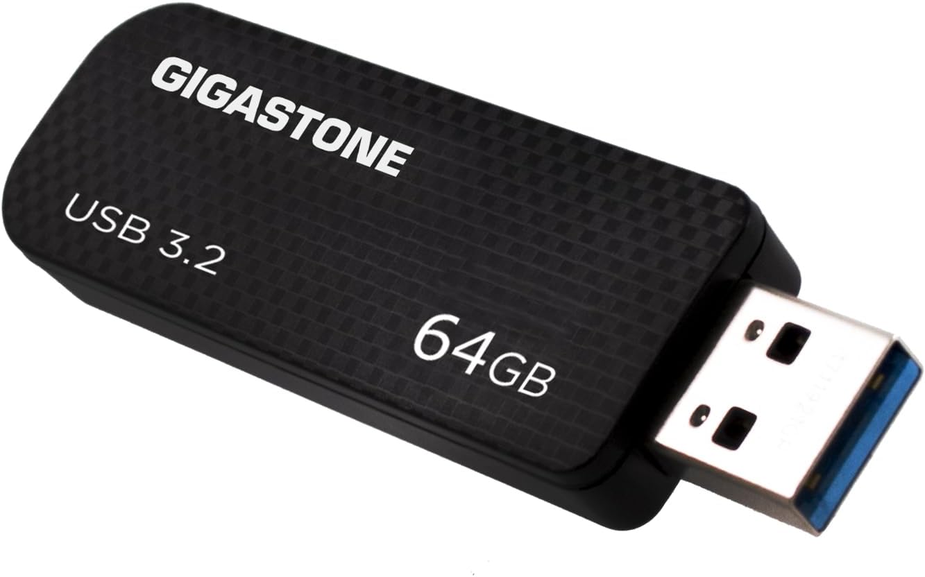GIGASTONE 64GB Flash Drive (10 Pack) Z30 USB 3.2 Gen 1, 80MB/s Ultra Fast, Keychain Loop, Carbon Fiber Style, Push-Pull Design, Data Storage, Backup for PC/Mac/TV/Car, USB 2.0/3.0/3.1 Compatible