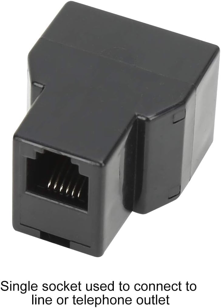 Uvital RJ12 6P6C 3 Female Telephone Line Splitters, Phone Jack Splitter, Telephone Landline Cable Connector and Separator(Black, 30 Pack)