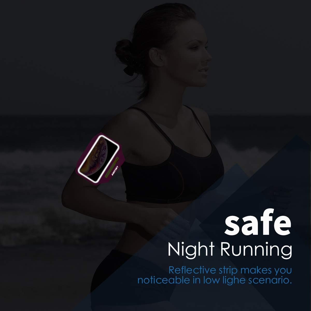 Running Armband with Earphone Bag Cell Phone Armband for iPhone 16 15 Pro 14 Plus 13 11 XR XS, Galaxy S24/S10 Water Resistant Sports Phone Holder Case & Zipper Slot Car Key Holder for 6.7 inch Phone