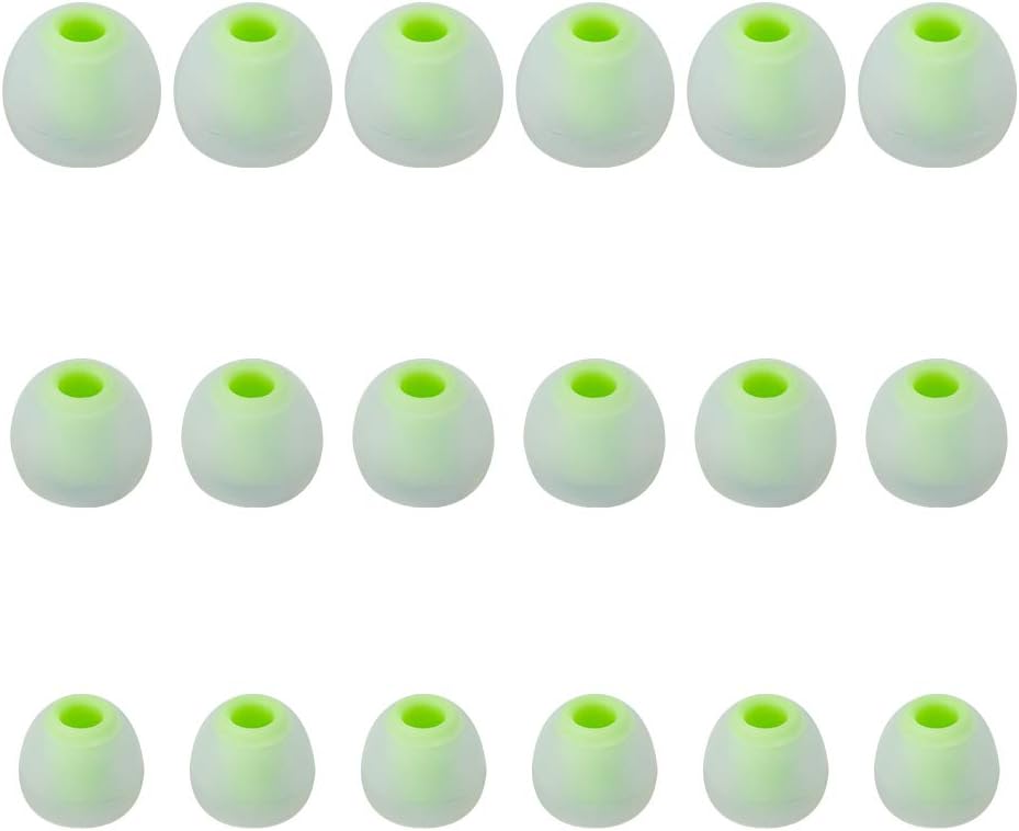 Earbud Tips Soft Silicone Earbuds Replacement Tips Fit for in-Ear Headphones(Inner Hole from 3.8mm - 4.2mm Earphones) 9 Pairs S/M/L,Transparent Green
