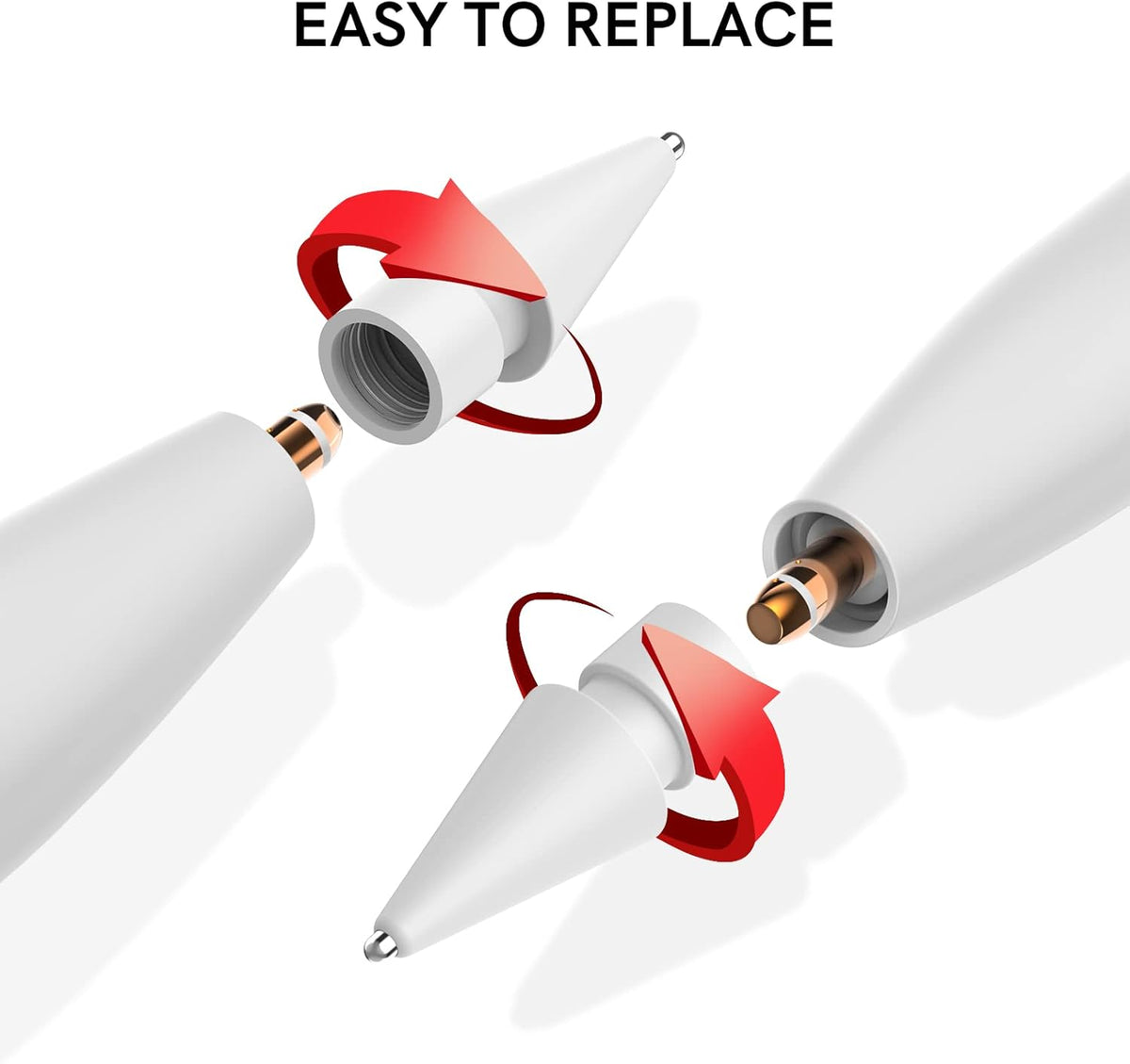 Delidigi 5 Pack Replacement Tips Compatible with Apple Pencil Pro/2nd Generation/1st Gen/USB C, Wear-Resistant iPencil Nibs Accessories Fine Point Precise Control Pen Like Tips